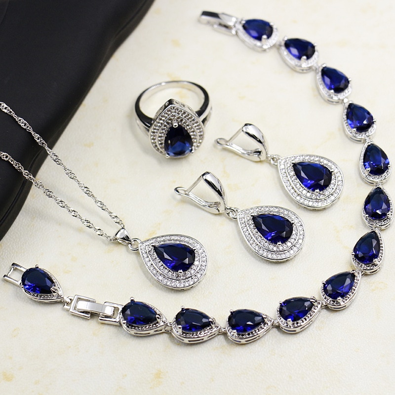 925 silver jewelry set ring earrings necklace for women 18