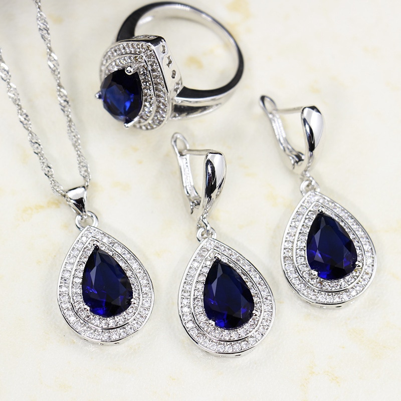925 silver jewelry set ring earrings necklace for women 19
